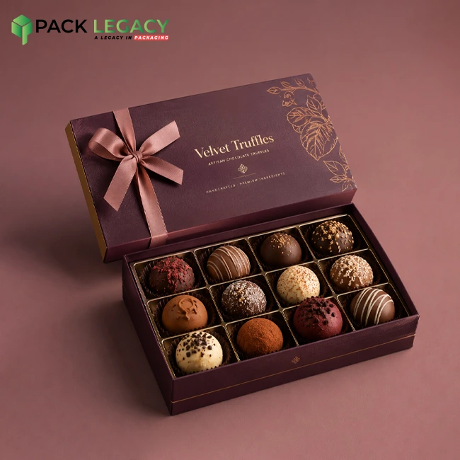 Custom Truffle Boxes With Ribbion