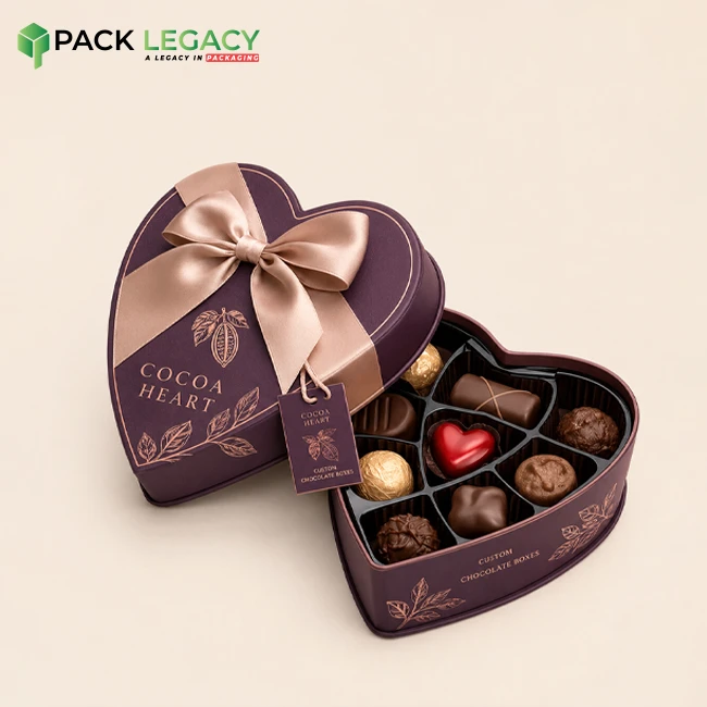 Heart Chocolate Boxes With Ribbion