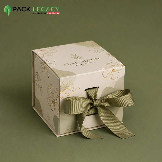 Custom Cube Box With Ribbon